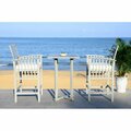 Safavieh 39.8 in. 3 Piece Pate Bar Table Bistro Set Teak Brown & Beige, 3PK PAT7043B